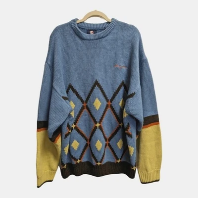 Karl Kani Jeans Argyle Hombre Suéter De Colección XXL Color Block Foto 1 de 4