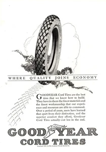 Pneumatici in corda Goodyear 1922: qualità si unisce economia pubblicità stampa vintage - Foto 1 di 1