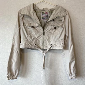 Dollhouse Beige Crop Utility Cargo Style Jacket with Front Pockets and Belt - Picture 1 of 4