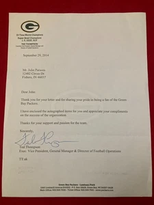 SELTEN Ted Thompson Green Bay Packers General Manager SIGNIERTER Brief Houston Oilers - Bild 1 von 7