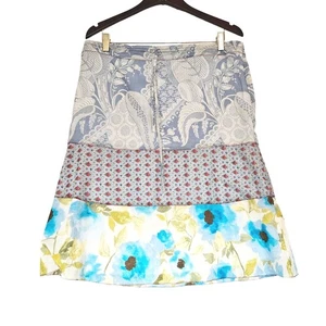 Falda midi floral pamela marrón para mujer con retazos talla 2 forrada ligera - Imagen 1 de 9