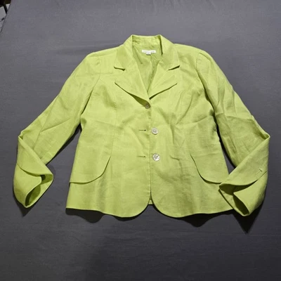 Chaqueta Blazer Coldwater Creek Lino 12 Verde Lima Viaje Vacción Playa Foto 1 de 4