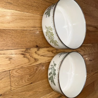 Juego de 2 cuencos de metal esmaltado de hierbas sin tomo de colección difíciles de encontrar raros Foto 1 de 4