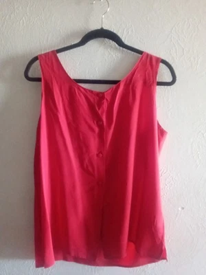 Antiga, SEDA VERMELHA, Regata, Botão para Baixo, Coleção Liz Claiborne, Tamanho 12, - Imagem 1 de 4