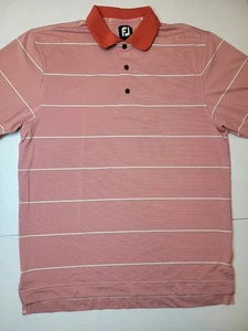 Footjoy FJ Burnt Orange Striped Golf Performance Polo Men L| Golf Tennis Outdoor - Picture 1 of 12