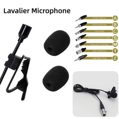 Omnidirectional Lavalier Lapel Clip Mic 3.5mm XLR For Wireless System 3Pin/4-Pin - Image 1 of 4
