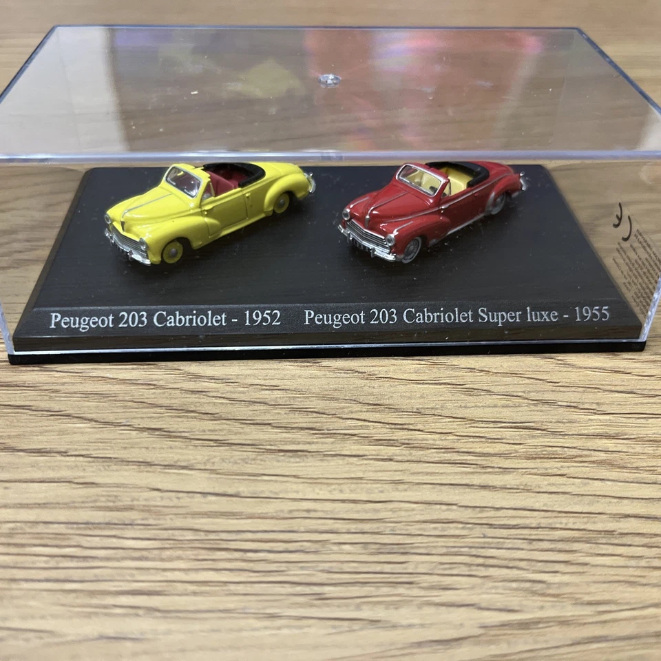PEUGEOT 203 Cabriolet ouvert et Luxe 1952/1955 Coffret Duo Atlas 1/87 en Boite - Photo 1/3