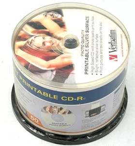 50 Verbatim CD-R 52x 700MB/80MIN Inkjet Printable silver - Picture 1 of 2