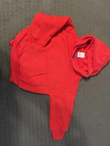 Yzy Kanye Gap Boys Red Double Layer Hoodie Sweatshirt Sz 4-5 Xs - Picture 1 of 3