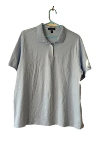 Lands End Womens Blue Polo Collared Shirt 1X Casual Short Sleeve READ - Picture 1 of 9