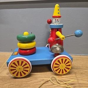 Holz Nachziehspielzeug Clown mit Glocken siehe Beschreibung - Bild 1 von 7