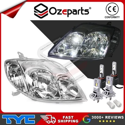 Pair LH+RH Head Lights + LED Globes For Toyota Corolla ZZE122 Hatch 2001~2004 - Image 1 of 4