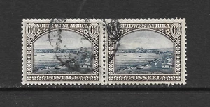 SOUTH WEST AFRICA SCOTT 114 USED VF HORIZONTAL PAIR - 1931 6p OL BRN & BL ISSUE - Picture 1 of 2