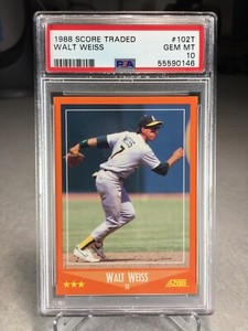 1988 Score Traded Walt Weiss Rookie #102T - PSA 10 - Oakland A's