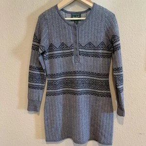 Woolrich Sweater Dress Small Lambs Merino Wool Cotton Charcoal Heather 5065 - Picture 1 of 7