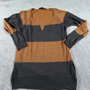 La Classe Couture Women's Black and Brown Glitter Striped Long Sleeve Sweater - Picture 1 of 7