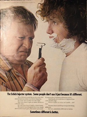 1972 Schick Injector System Razor PRINT AD Shaving - Different Better VTG 1970s - Image 1 of 3