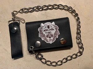 Dreifach gefaltete Trucker Biker-Kette - SCHWARZE dicke Rindsleder-Geldbörse - Bild 1 von 4