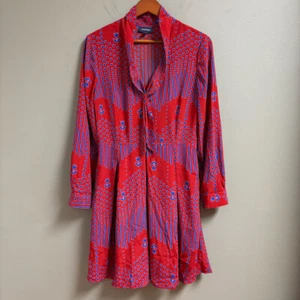 Modcloth Pleasant Confidence Tie V-Neck Long Sleeve Dress Size 10 Preppy Work - Picture 1 of 16