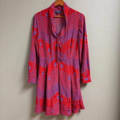Modcloth Pleasant Confidence Tie V-Neck Long Sleeve Dress Size 10 Preppy Work - Image 1 of 4