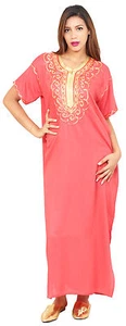 Caftan Moroccan Women kaftan Arabian Beach Summer Long Dress Muslim Abaya Cotton - Picture 1 of 6