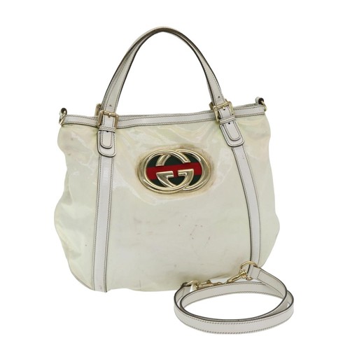 GUCCI Borsa Sherry a Rete ad Incastro Tela Rivestita 2 Vie Bianco 162886 Autore 80900