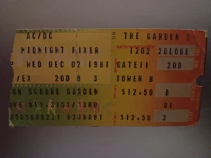 AC/DC concert ticket stub, 1981"For Those About To Rock"North America Tour Leg 1 - Picture 1 of 2