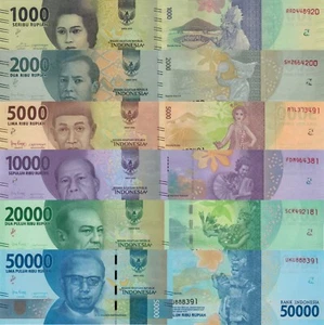 Indonesia 6 PCS Set: 1000 to 50000 Rupiah 2016/2020 - p157c, p158c, p159d UNC - Picture 1 of 7