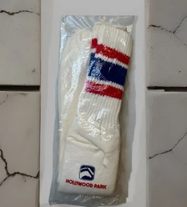 VTG Socks Tube Hollywood Park Race Track 80s NOS Orlon Acrylic USA OSFA Striped - Picture 1 of 5