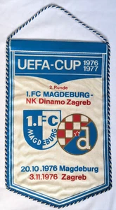 Wimpel 1.FC Magdeburg Dinamo Zagreb Hrvatska Uefa Cup 76/77 Pennant plamenac - Bild 1 von 3