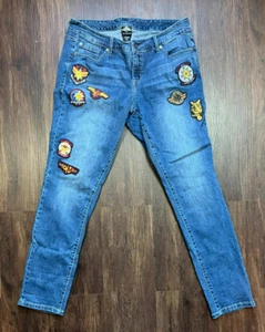 Women's Her Universe Jeans Blue Captain Marvel Straight Leg Patches - 14 - Picture 1 of 8