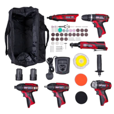 6x 12V Cordless Power Tool Kit Combo Hammer Drill Impact Wrench Rotary Tool + + - Image 1 of 3