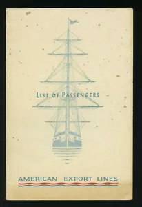 1954 SS Constitution Passenger List - NY to Naples - American Export Lines - Picture 1 of 2