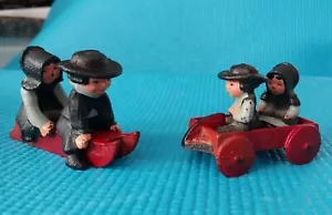 vtg 2 Sets of Wilton Cast Iron Figurines children on sled and wagon - Picture 1 of 6