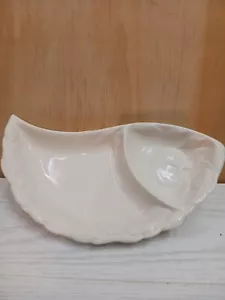 VTG Mid Century Art Pottery Ceramic Abstract Fawn Beige Cream Glazed Dish - Picture 1 of 5