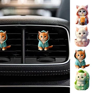 3pcs Cute Lucky Cat Car Air Freshener Vent Fragrance Clip Diffuser Cartoon Decor - Picture 1 of 16