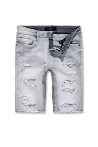 JORDAN CRAIG MENS ARLINGTON DENIM SHORTS COOL ARCTIC WOLF GREY RETRO J3199S RIPS - Picture 1 of 5