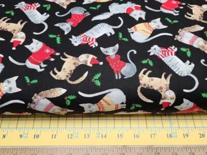 Timeless Treasures Weihnachten Kätzchen Katze Pullover C8652 Baumwollstoff Quilten Sewi - Bild 1 von 2