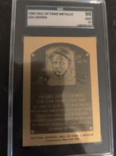 1982 Metallic Hall Of Fame Plaque Lou Gehrig SGC 10 GEM MINT POP 2