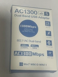 1300Mbps Long Range AC1300 Dual Band 5GHz Wireless USB 3.0 WiFi Adapter Antennas - Picture 1 of 1