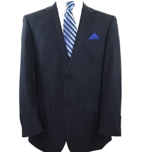 Jhane Barnes Mens Pure Wool Dark Blue Striped Blazer Jacket Sport Coat 42 S EUC - Picture 1 of 12