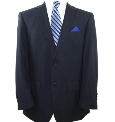 Jhane Barnes Mens Pure Wool Dark Blue Striped Blazer Jacket Sport Coat 42 S EUC - Image 1 of 4