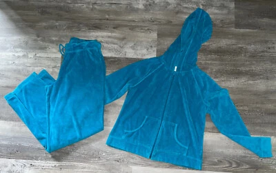 Petite 小号 Real Comfort Chadwicks 蓝绿色特里连帽运动服 Y2K — 第 1/4 张图片