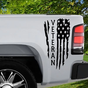 Distressed USA Veteran Flag Vinyl Decal / Sticker - Select Size & Color - Picture 1 of 4