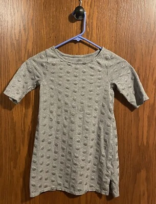 Vestido Gloria Desteñido Niñas M (7/8) Gris Con Lunares Brillantes y Mangas 3/4 Foto 1 de 3