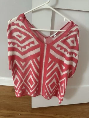 MILLY White pink Silk Top Size 6 — 第 1/4 张图片