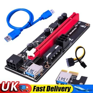 10X Ver009S PCI-e Riser Card PCI Express 1Xto 16X Adapter USB3.0 Data Cable UK - Bild 1 von 6