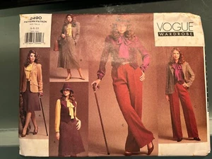 Vogue 2490 Wardrobe Pattern Size 6-8-10 Uncut Skirt Pants Blouse Vest Jacket - Picture 1 of 2