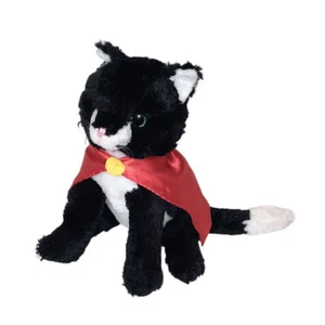 Unipak Black Cat Superhero Red Cape Green Sparkle Eyes Plush Stuffed Toy 10" - Picture 1 of 7
