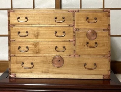 Antigüedades Japonesas KIRI TANSU Pecho Pequeño TEMOTO-DANSU SHOWA Retro Vintage W59cm Foto 1 de 4
